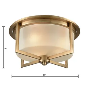 Vancourt 15'' Wide 3-Light Flush Mount - Satin Brass 2