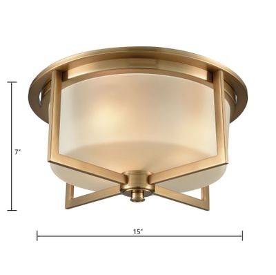Vancourt 15″ Wide 3-Light Flush Mount - Satin Brass