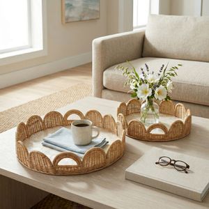 ETHANHOLM SET OF 2 IVORY TRAY 5 (IN) 10