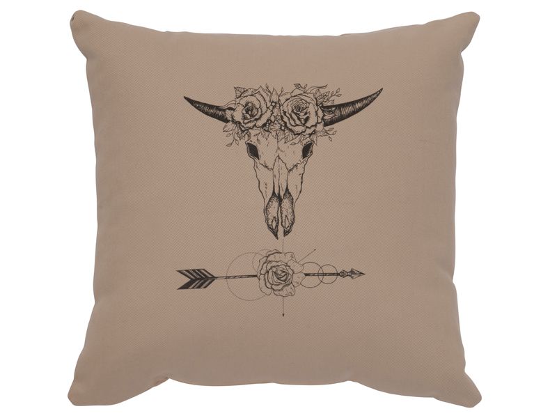 Image Pillow - Bull and Flowers - Cotton Alabaster thumbnail