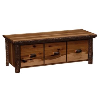 Hickory Entry Bench with Three Drawers - Cognac
