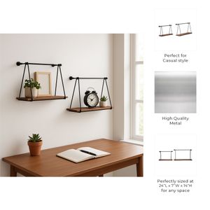 FULTONLEY SET OF 2 BROWN WALL SHELF 14 (IN) 8