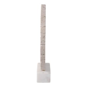 11X10" TRAVERTINE OPEN CIRCLE ON MARBLE BASE, TAN/ 4