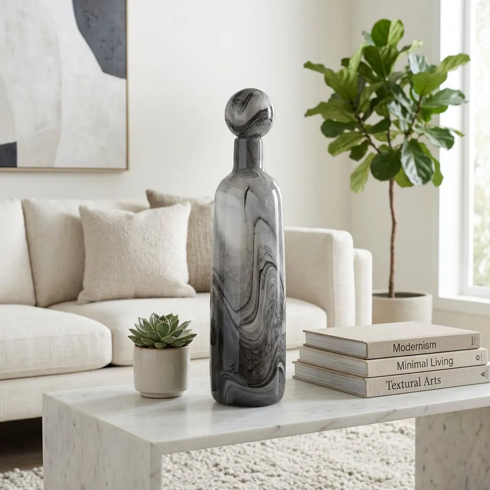 GRIFFINRIDGE GRAY GLASS VASE 22 (IN)