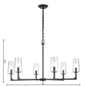 Fitzroy 34'' Wide 6-Light Chandelier - Matte Black 2