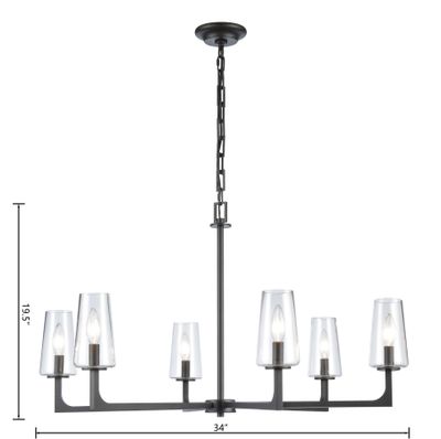 Fitzroy 34″ Wide 6-Light Chandelier - Matte Black