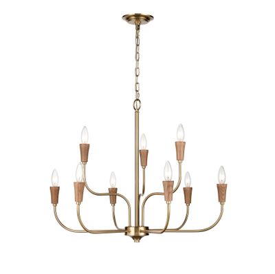 Inga 29″ Wide 9-Light Chandelier - Brass