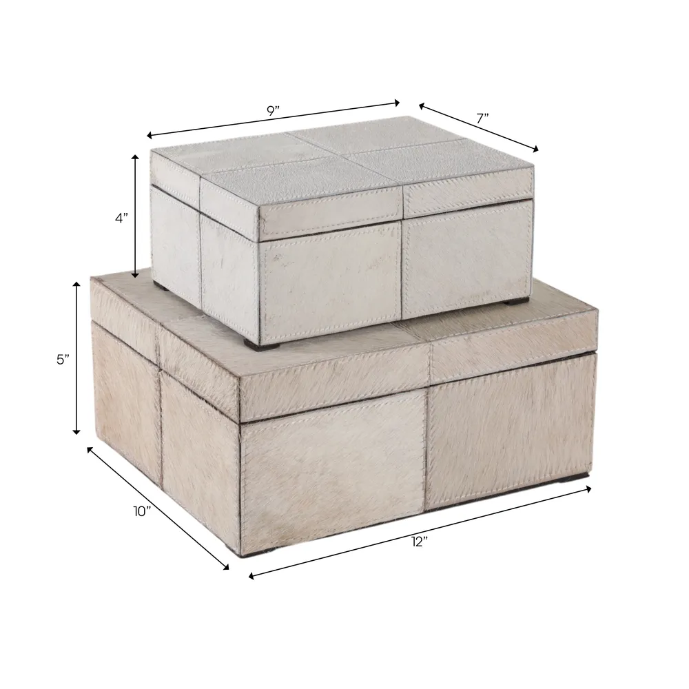 ESSEXLAND SET OF 2 IVORY BOXES 6 (IN)