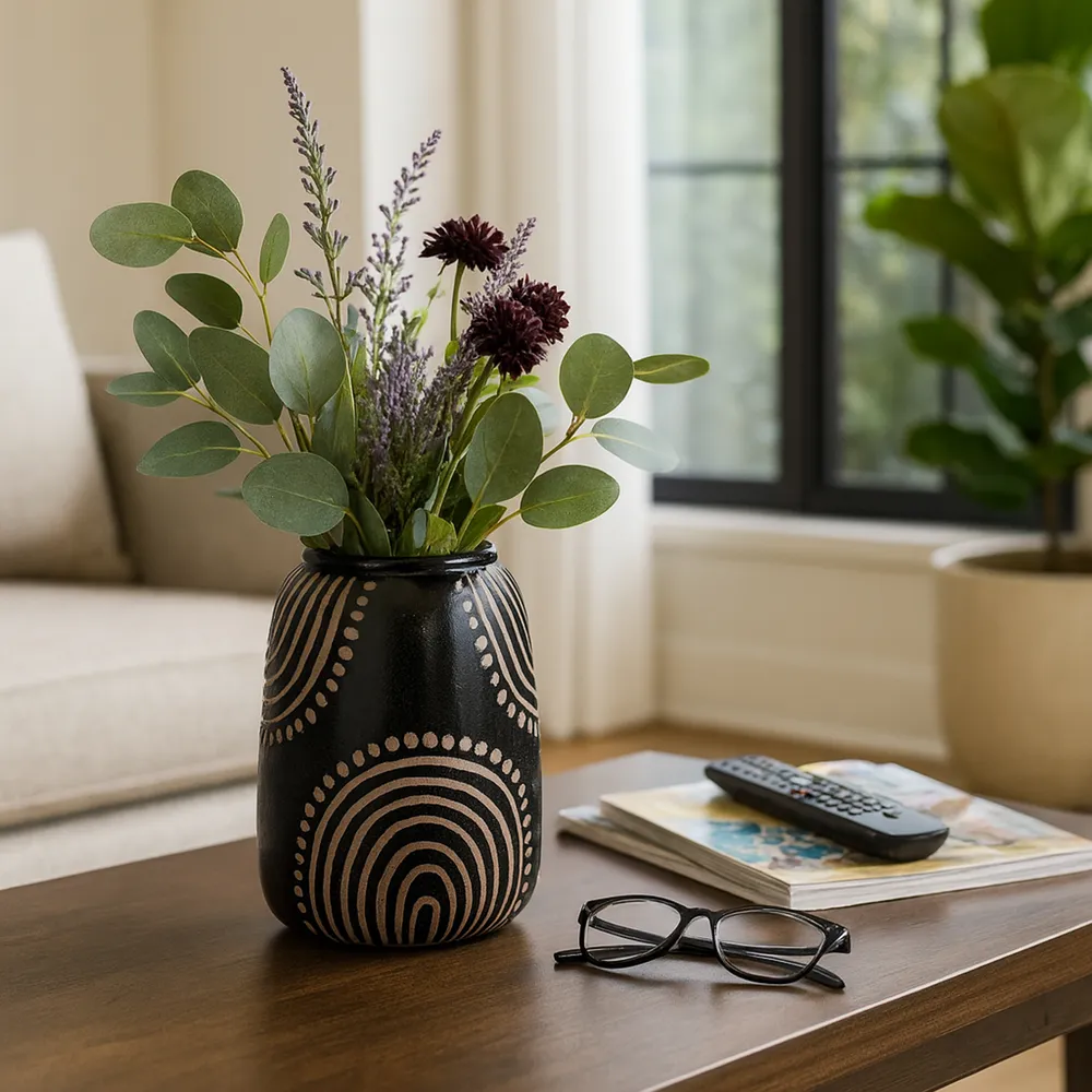 NORAMILL BLACK VASE 9 (IN)