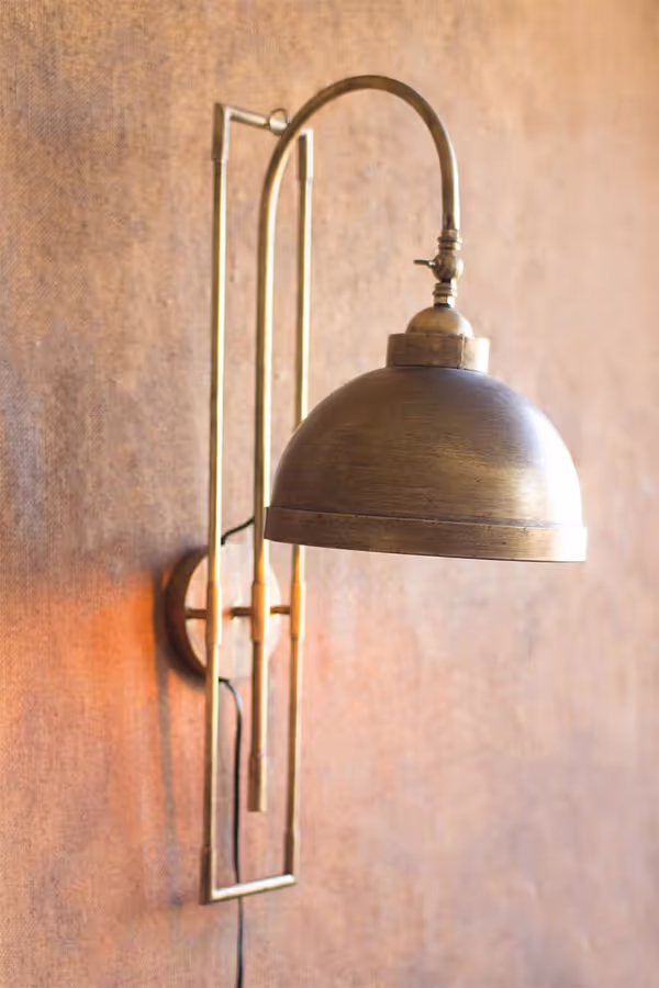 Metal Wall Light with Antique Brass Finish