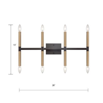 Notre Dame 13'' High 8-Light Bath Bar - Oil Rubbed Bronze and Gold