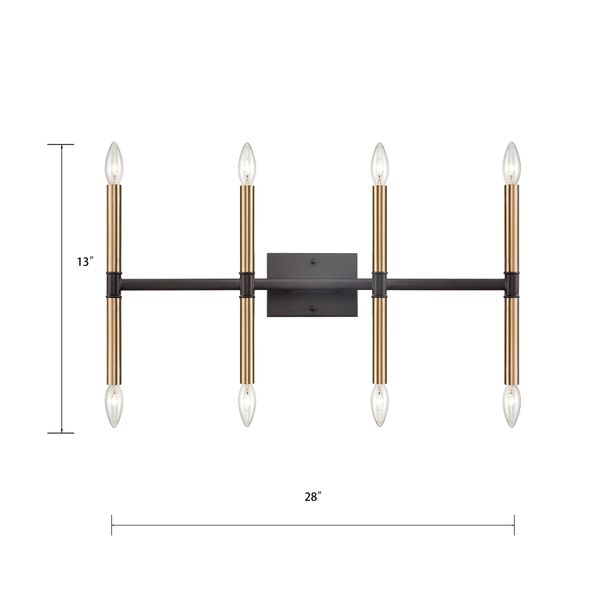 Notre Dame 13'' High 8-Light Bath Bar - Oil Rubbed Bronze and Gold