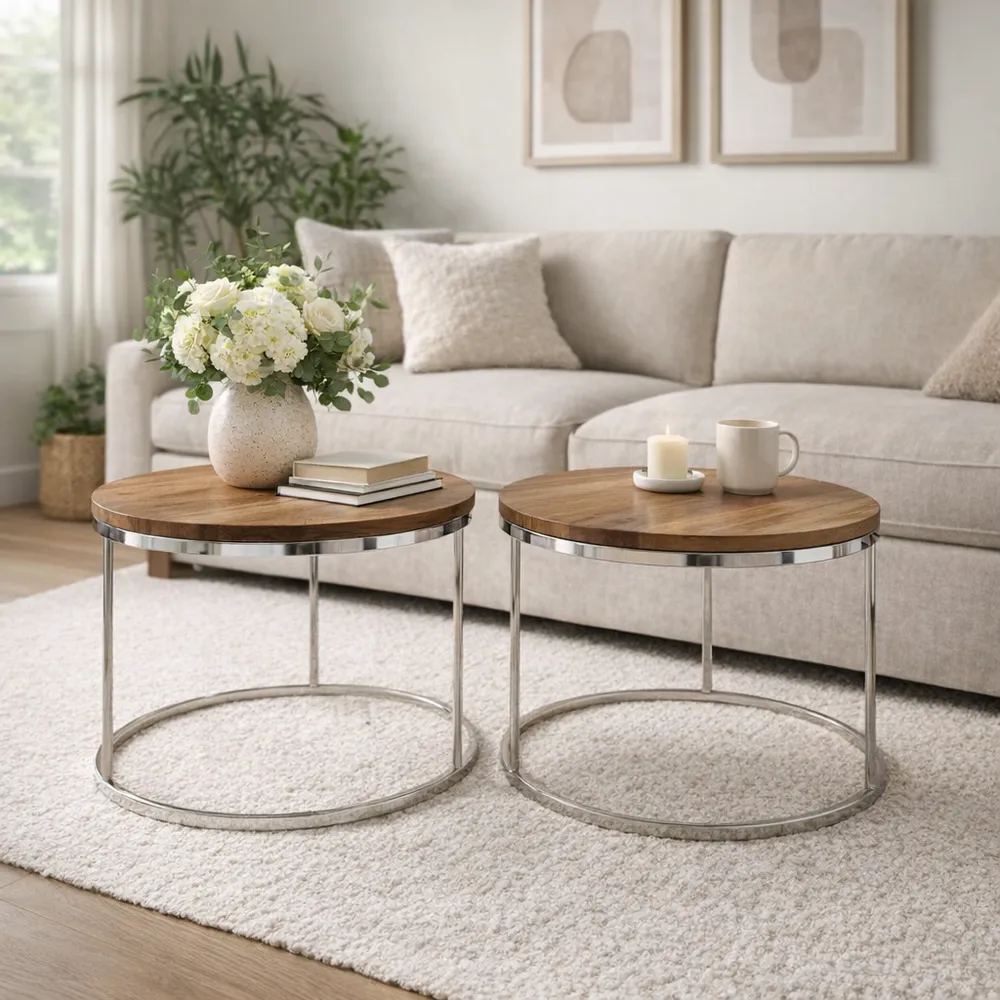 SUTTONRIDGE SET OF 2 SILVER TABLE 19 (IN)