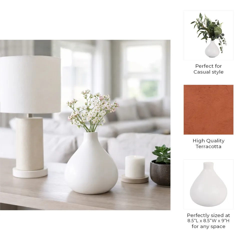 DUTTONSIDE WHITE VASE 9 (IN)