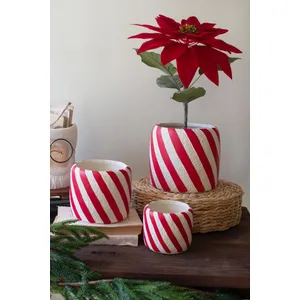 Set of 3 Concrete Candy Cane Planters 1