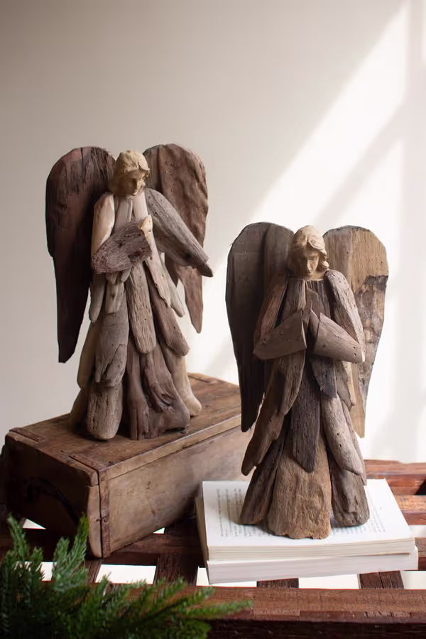 Set of 2 Driftwood Angels