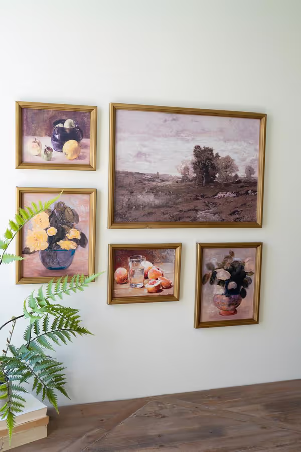 Set of 5 Framed Vintage Gallery Wall Prints
