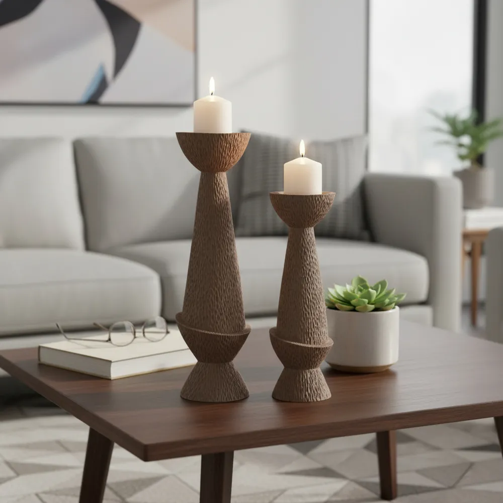 VALECLIFF SET OF 2 TAN CANDLE HOLDER 20 (IN)