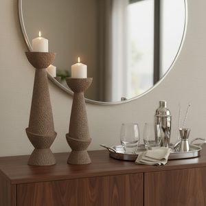 VALECLIFF SET OF 2 TAN CANDLE HOLDER 20 (IN) 2