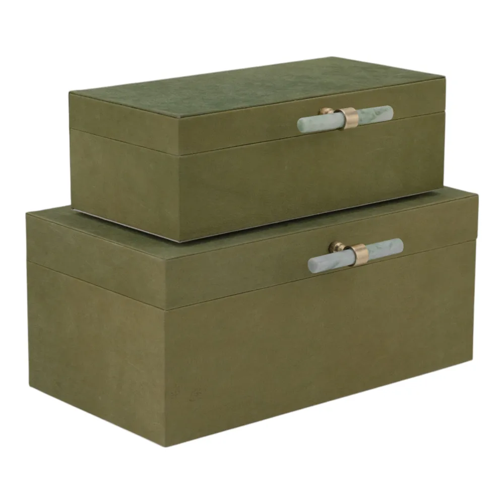 GARANDBEACH SET OF 2 GREEN BOXES 7 (IN)