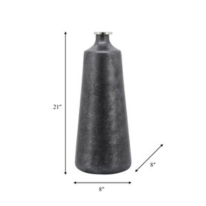 GRISHAMSHAW BLACK GLASS VASE 21 (IN) 7