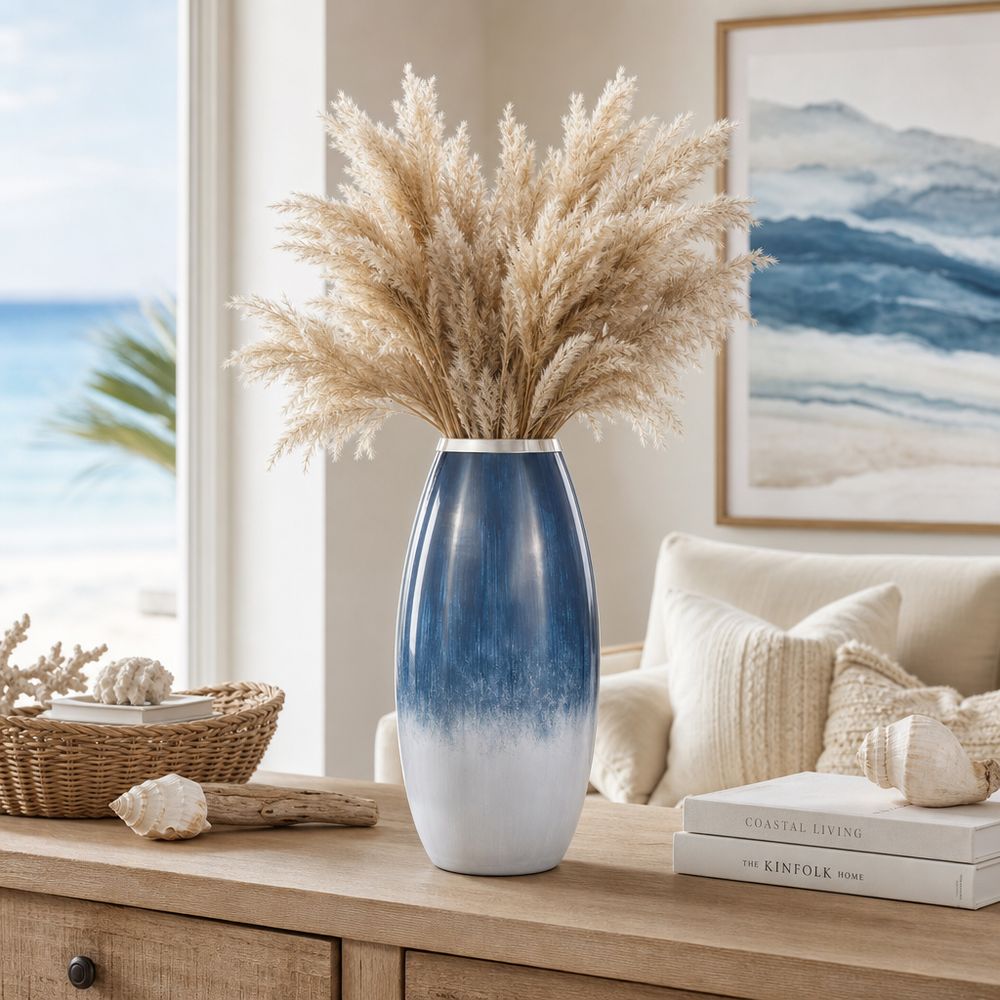 ALMARUN BLUE GLASS VASE 18 (IN)