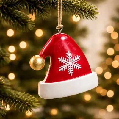 Santa Hat Ornament 5x5in