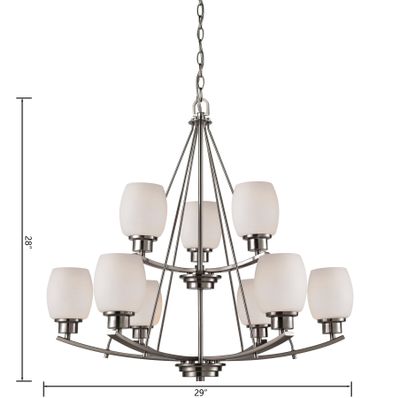 Casual Mission 29'' Wide 9-Light Chandelier - Brushed Nickel