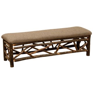 Hickory Log 4-foot Twig Bench - Upholstered Seat - Customer Material