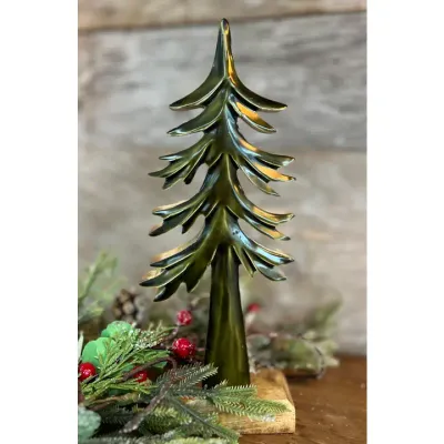 Down Swept Green Enamel Wooden Tree 12x5in