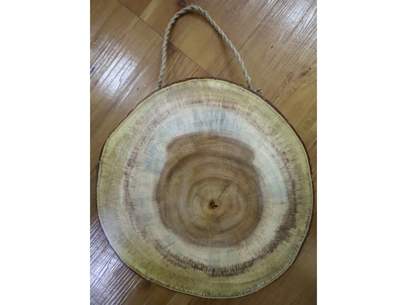 11" Round Acacia Wood Hanging Board 1