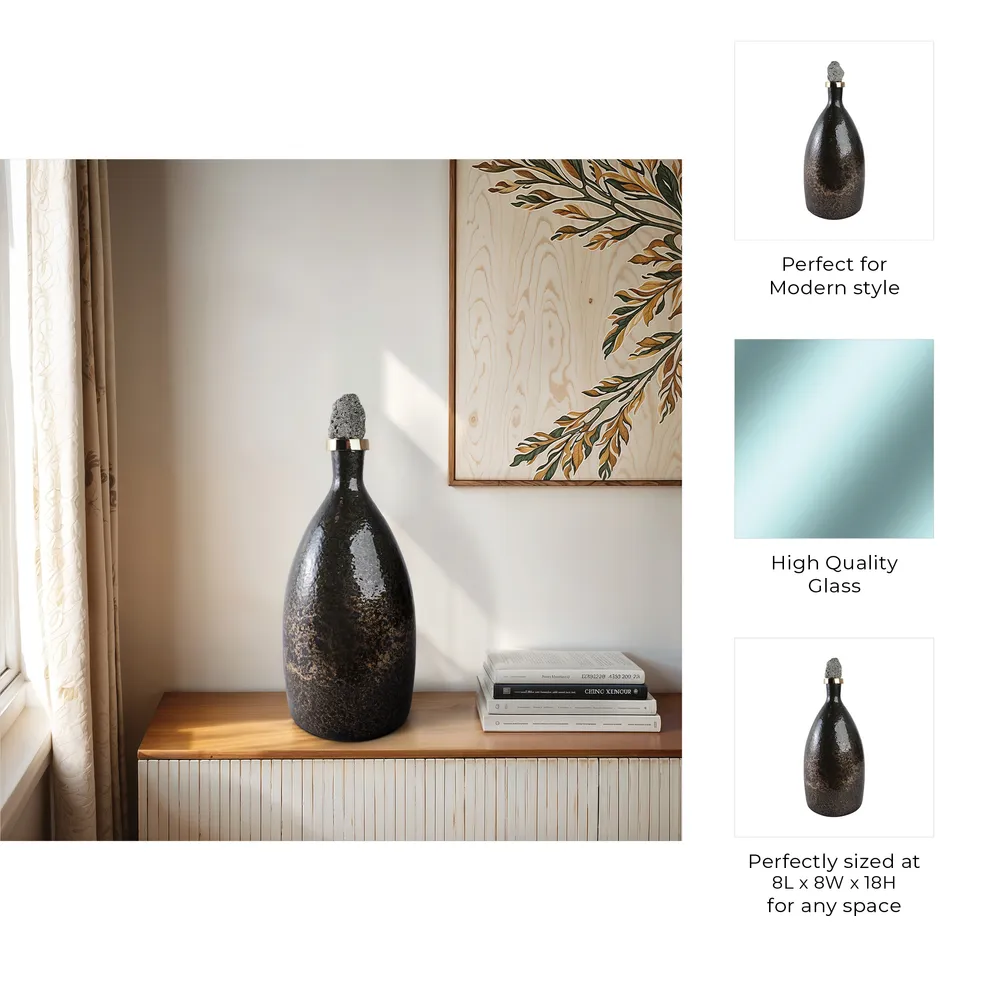 FARLEYDALE BLACK GLASS VASE 18 (IN)