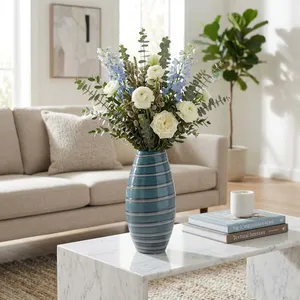 DENVERRIDGE BLUE GLASS VASE 12 (IN) 2