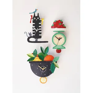Hand-Painted Tomatoes on Scale Wall Clock with Moving Pendulum 4