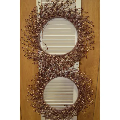 Burgundy Gold Mini Berry Set/2 Wreaths