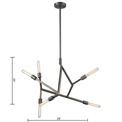 Freeform 28'' Wide 6-Light Chandelier - Dark Graphite
