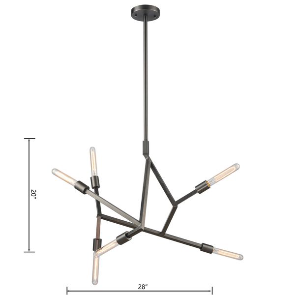 Freeform 28'' Wide 6-Light Chandelier - Dark Graphite