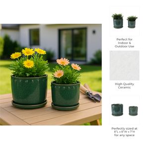 LINTONMORE SET OF 2 GREEN PLANTER 7 (IN) 10