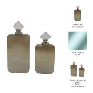 DAMIENMORE SET OF 2 TAN GLASS VASES 16 (IN) 10