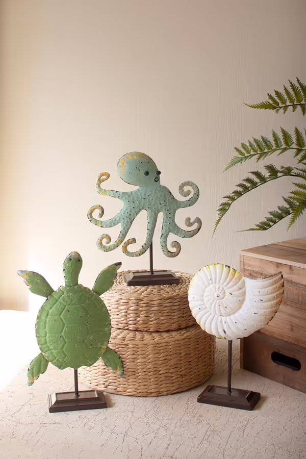 Set of 3 Painted Coastal Sea Creatures
