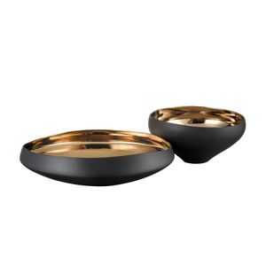 Greer Bowl - Tall Black and Gold Glazed 3