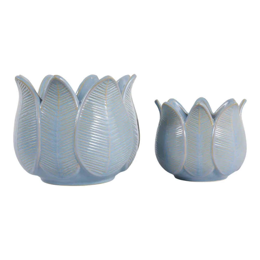 BRADYRIDGE SET OF 2 BLUE PLANTER 7 (IN)