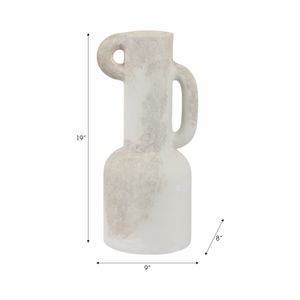 19" ASYMMETRICAL EARED TERRACOTTA VASE, WHITE 9