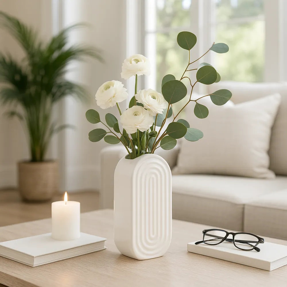 ELTONLAND WHITE VASE 9 (IN)