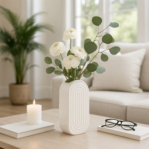 ELTONLAND WHITE VASE 9 (IN) 11