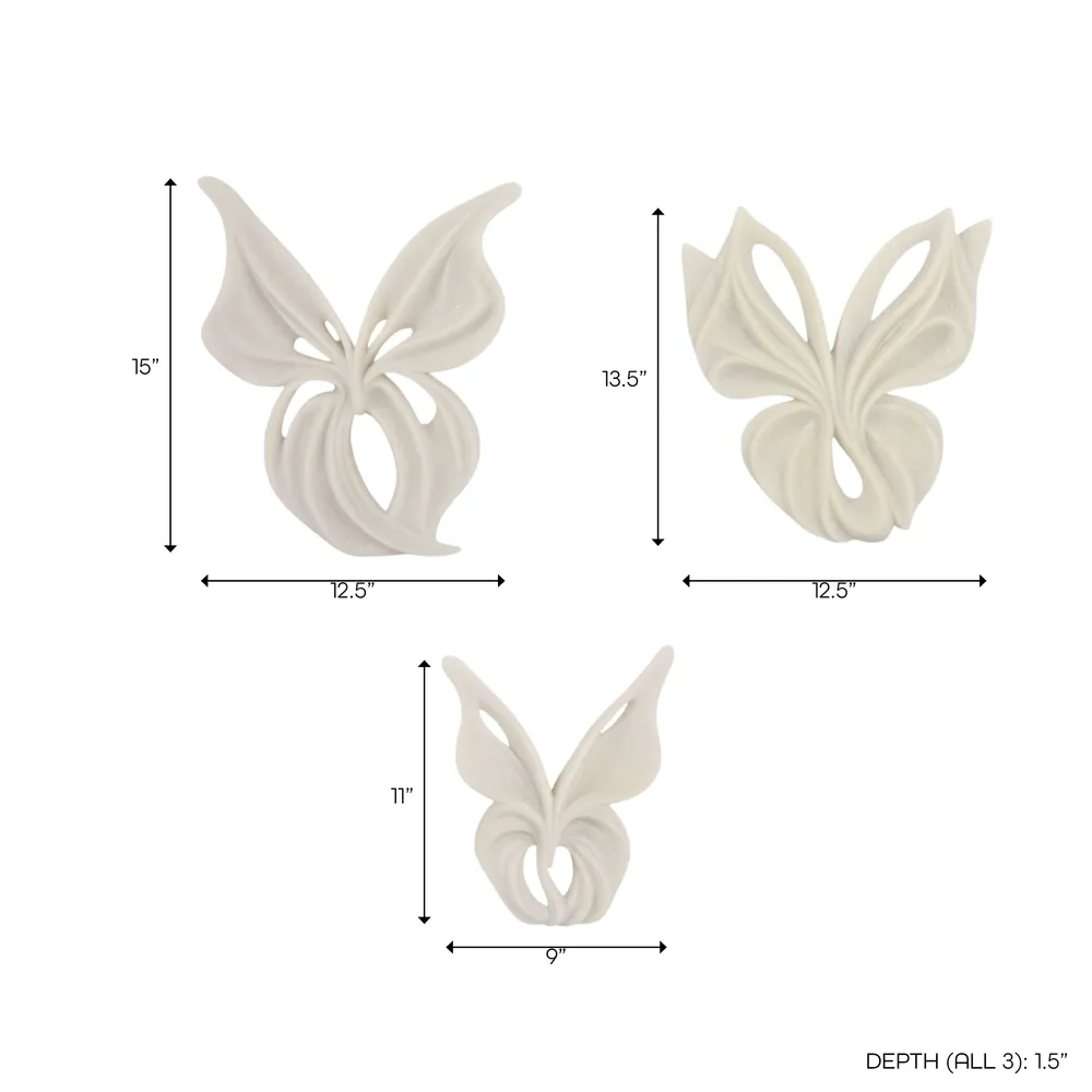 CLAYTONPARK SET OF 3 WHITE WALL SCULPTURES 15 (IN)