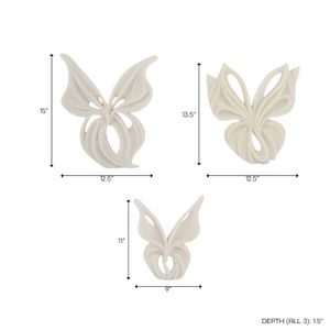 CLAYTONPARK SET OF 3 WHITE WALL SCULPTURES 15 (IN) 8