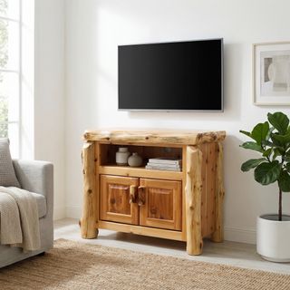 Cedar Log Television Stand - Weathered