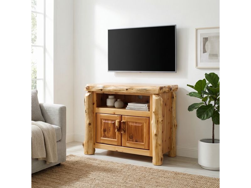 Cedar Log Television Stand - Weathered 1