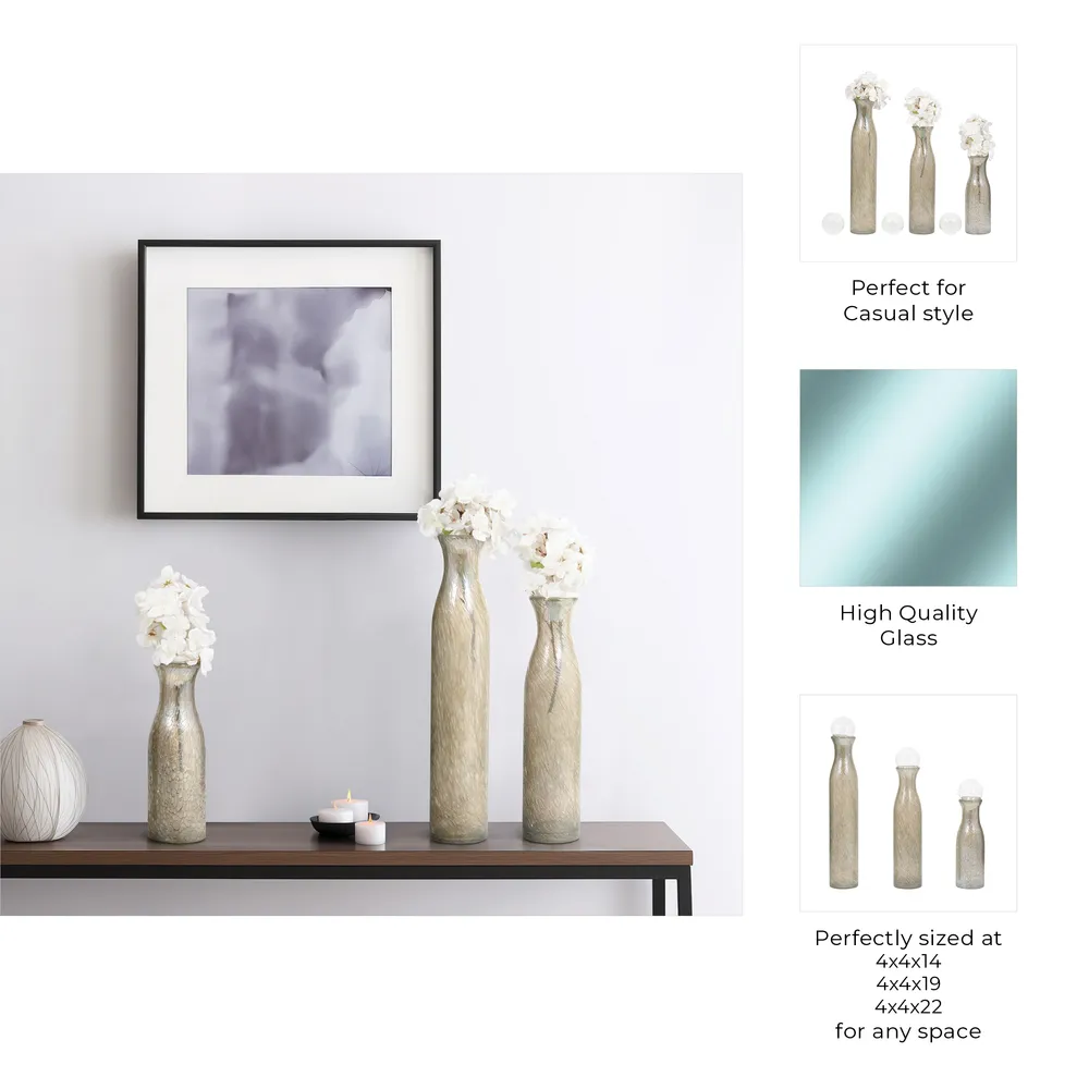 BRYNHAVEN SET OF 3 GRAY GLASS VASES 22 (IN)